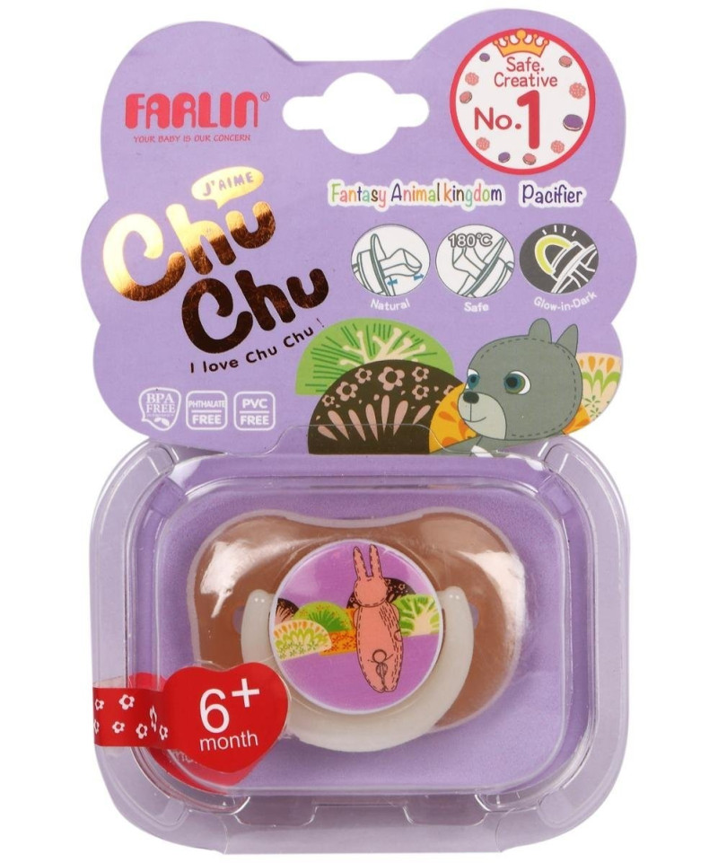 FARLIN - SUCETTE ORTHODONTIQUE FLUORISCENT  6+  (CHU-CHU)