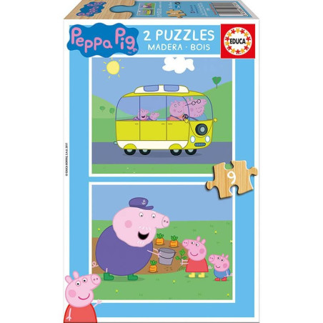 EDUCA - PUZZLE 2X9 BOIS PEPPA PIG