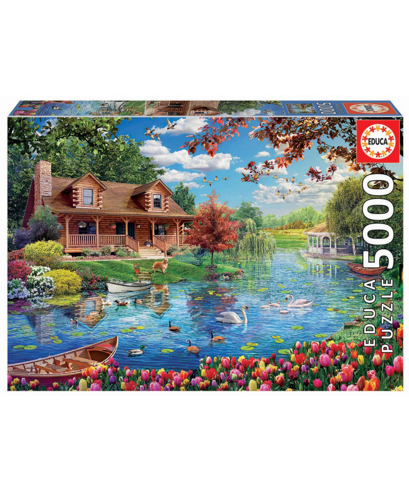 EDUCA - PUZZLE 5000  CASITA  EN  EL  LAGO