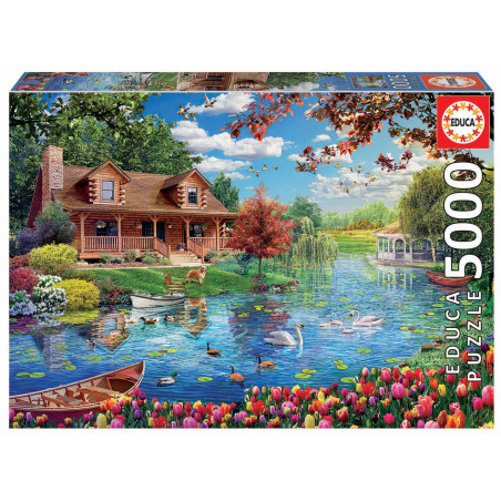 EDUCA - PUZZLE 5000  CASITA  EN  EL  LAGO