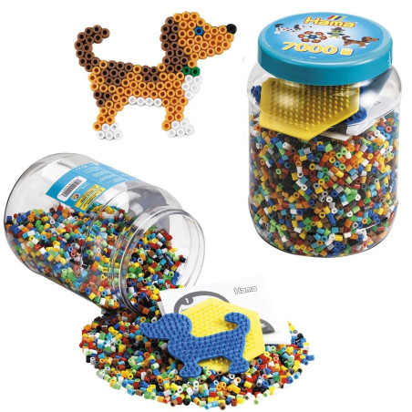 HAMA - POT BLEU 7000 PERLES PLUS 2 PLAQUES