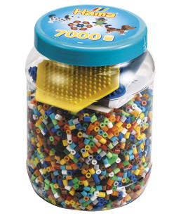 HAMA - POT BLEU 7000 PERLES PLUS 2 PLAQUES