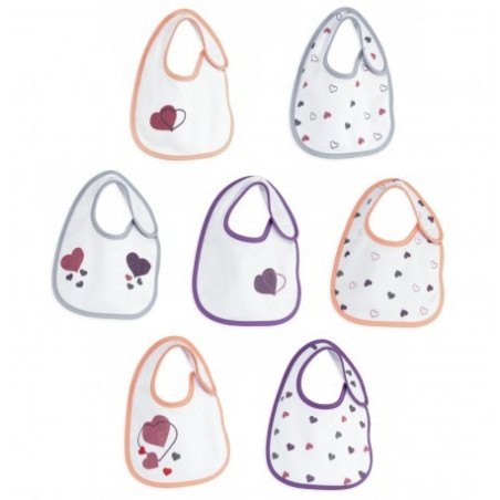 TROIS KILOS SEPT - BAVOIRS NAISSANCE ÉPONGE VELCRO 18X21 P'TIT CŒUR DE FILLES REF 8085040
